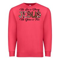 Cardinal His Love is Strong Jesus His Grace is Free Premium Sweatshirt - CowhideDigitalArt