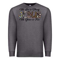 Charcoal Heather His Love is Strong Jesus His Grace is Free Premium Sweatshirt - CowhideDigitalArt