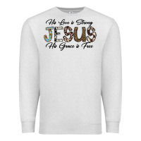 Oatmeal Heather His Love is Strong Jesus His Grace is Free Premium Sweatshirt - CowhideDigitalArt