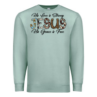 Seafoam His Love is Strong Jesus His Grace is Free Premium Sweatshirt - CowhideDigitalArt