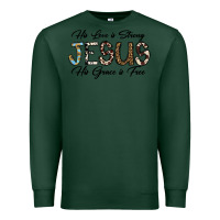 Sports Green His Love is Strong Jesus His Grace is Free Premium Sweatshirt - CowhideDigitalArt