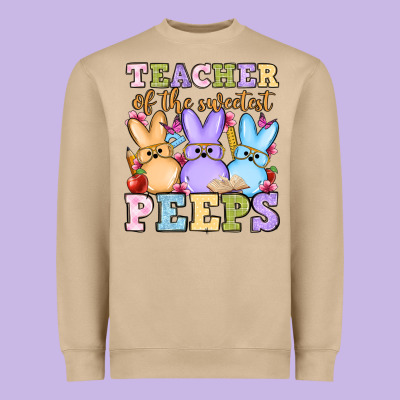Easter Day Teacher Of The Sweetest Peeps Heavyweight Sweatshirt Designed By Oliviacreatesart