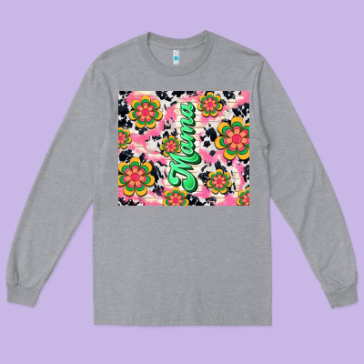 Mama With Hippie Daisies Long Sleeve Tee Designed By Tumblerdesignbyshophia