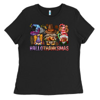 Black hallothanksmas gnomies bbs Ladies Tee - BundleAndBundleShop