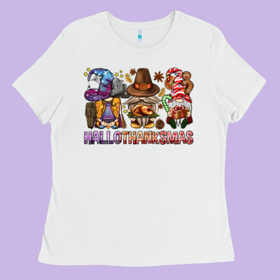 Hallothanksmas Gnomies Bbs Ladies Tee Designed By Bundleandbundleshop
