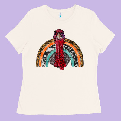 Thanksgiving Turkey Rainbow Ladies Tee Designed By Ranaportraitstore