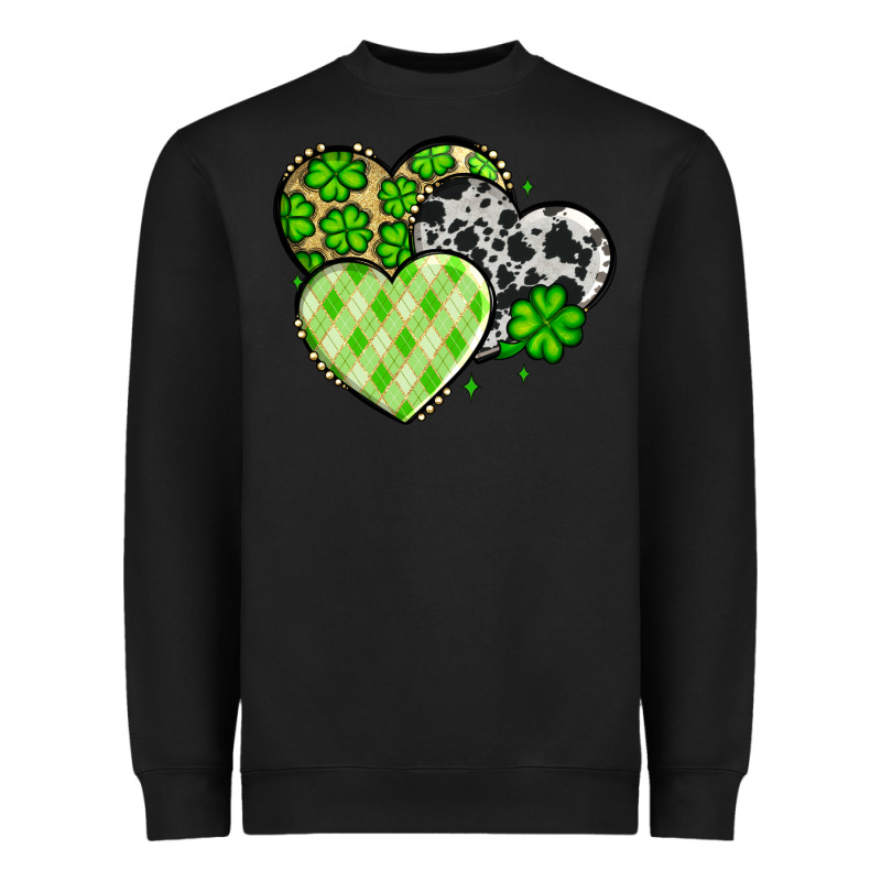 St. Patrick's Day Cowhide Hearts Heavyweight Sweatshirt by OliviaCreatesArt | Teevron