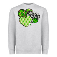 Heather Grey St. Patrick's Day cowhide hearts Heavyweight Sweatshirt - OliviaCreatesArt