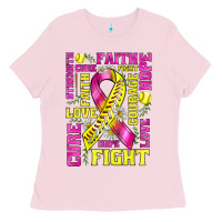 Bubblegum Pink breast cancer softball ribbon love cure fight bbs Ladies Tee - BundleAndBundleShop