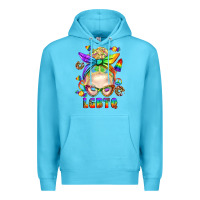 Ocean Blue LGBTQ+ Messy Bun With Snacks Premium Hoodie - BundleAndBundleShop