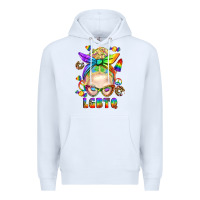White LGBTQ+ Messy Bun With Snacks Premium Hoodie - BundleAndBundleShop