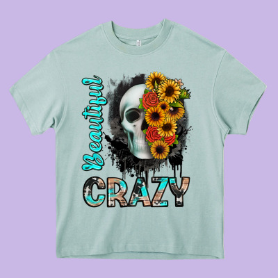 Beautiful Crazy Skull Heavy Core Tee Designed By Jahusdesignshop