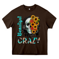 Chocolate Brown beautiful crazy skull Heavy Core Tee - JahusDesignShop