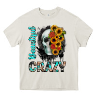 Cream beautiful crazy skull Heavy Core Tee - JahusDesignShop