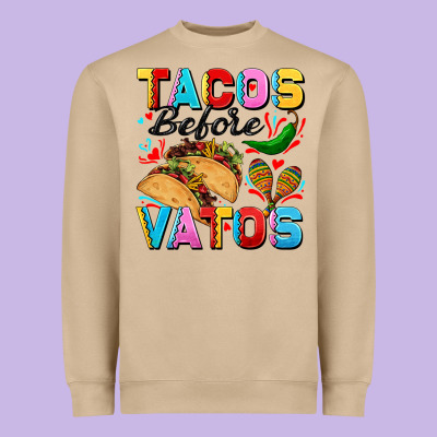 Tacos Before Vatos Valentine's Day Heavyweight Sweatshirt Designed By Fadigitalartstudio