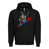 Black skeleton snowboard Zipper Hoodie - FaDigitalArtStudio
