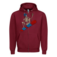 Burgundy skeleton snowboard Zipper Hoodie - FaDigitalArtStudio