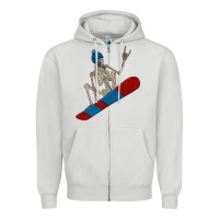 Dove Grey skeleton snowboard Zipper Hoodie - FaDigitalArtStudio