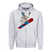 Heather Grey skeleton snowboard Zipper Hoodie - FaDigitalArtStudio