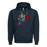 Navy skeleton snowboard Zipper Hoodie - FaDigitalArtStudio