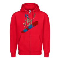 Red skeleton snowboard Zipper Hoodie - FaDigitalArtStudio