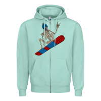 Skeleton Snowboard Zipper Hoodie | Teevron
