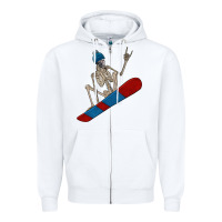 White skeleton snowboard Zipper Hoodie - FaDigitalArtStudio