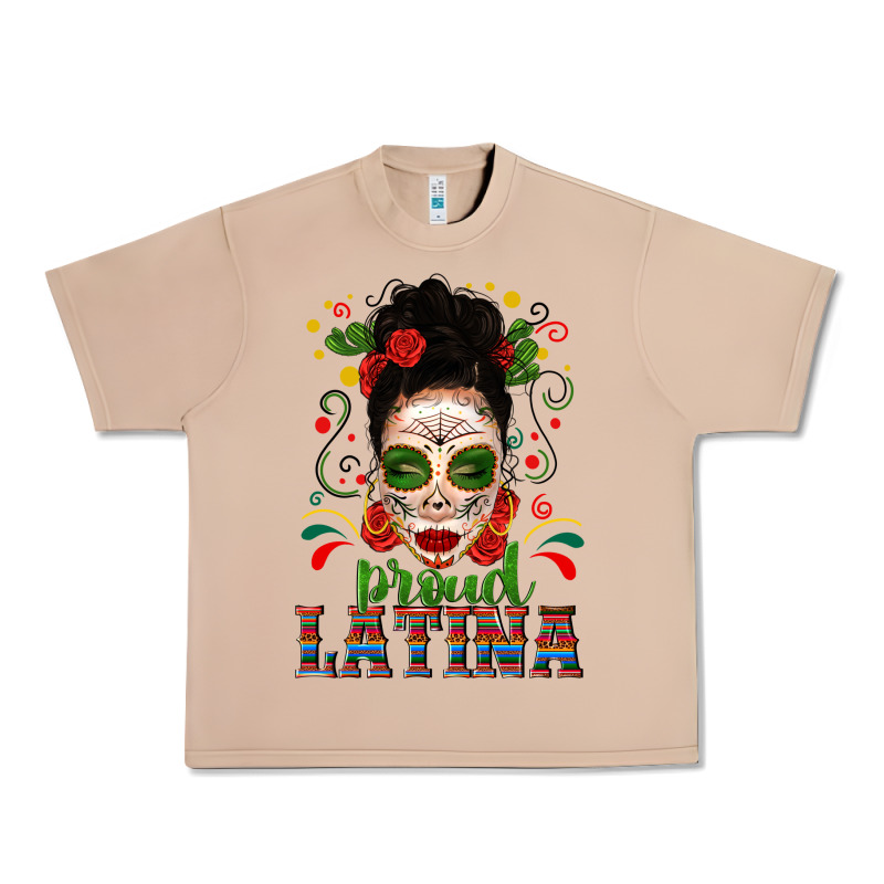 Proud Latina Skull Girl Messy Bun Urban Heavy Tee by texasbilliewilder | Teevron
