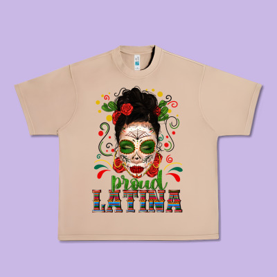 Proud Latina Skull Girl Messy Bun Urban Heavy Tee Designed By Texasbilliewilder