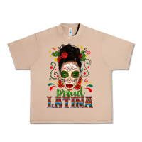 Burro Proud Latina Skull Girl Messy Bun Urban Heavy Tee - texasbilliewilder