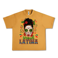 Peanut Butter Proud Latina Skull Girl Messy Bun Urban Heavy Tee - texasbilliewilder