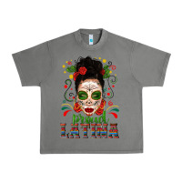 Tornado Proud Latina Skull Girl Messy Bun Urban Heavy Tee - texasbilliewilder