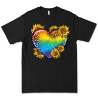 Black Pride Heart And Sunflower Premium Tee - BundleAndBundleShop