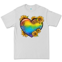 Dove Grey Pride Heart And Sunflower Premium Tee - BundleAndBundleShop