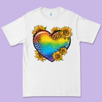 Pride Heart And Sunflower Premium Tee Designed By Bundleandbundleshop