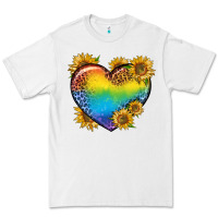 White Pride Heart And Sunflower Premium Tee - BundleAndBundleShop