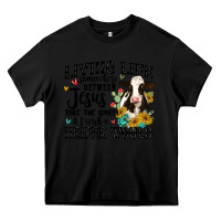 Black living life somewhere between jesus take the wheel Heavy Core Tee - MaliasSmallBusiness