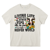 Living Life Somewhere Between Jesus Take The Wheel Heavy Core Tee | Teevron