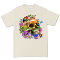 Bone Pride Skull And Transgender Symbol With Peace Premium Tee - BundleAndBundleShop