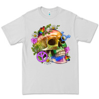 Dove Grey Pride Skull And Transgender Symbol With Peace Premium Tee - BundleAndBundleShop