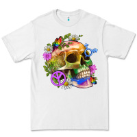 White Pride Skull And Transgender Symbol With Peace Premium Tee - BundleAndBundleShop