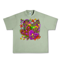 Oil Green Mardi Gras hearts Urban Heavy Tee - NancyCooperArtShop