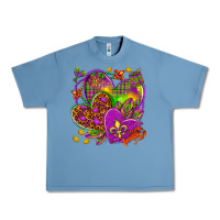 Pebble Blue Mardi Gras hearts Urban Heavy Tee - NancyCooperArtShop