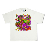 Pistachio Mardi Gras hearts Urban Heavy Tee - NancyCooperArtShop