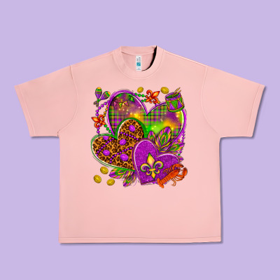 Mardi Gras Hearts Urban Heavy Tee Designed By Nancycooperartshop