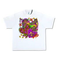 White Mardi Gras hearts Urban Heavy Tee - NancyCooperArtShop