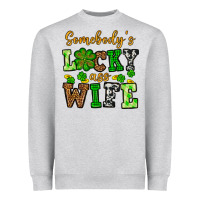 Heather Grey St. Patrick's Somebody’s lucky ass wife Heavyweight Sweatshirt - OliviaCreatesArt