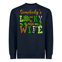 Navy St. Patrick's Somebody’s lucky ass wife Heavyweight Sweatshirt - OliviaCreatesArt