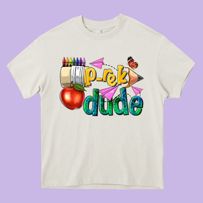 Pre K School Pencil Dude Heavy Core Tee Designed By Nancycooperartshop