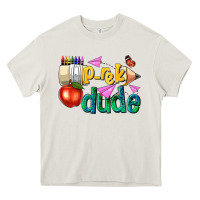 Cream pre k school pencil dude Heavy Core Tee - NancyCooperArtShop